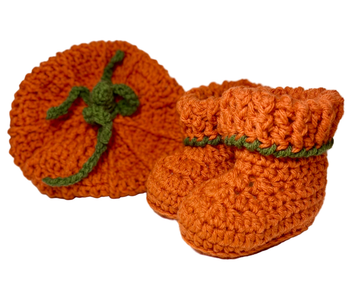 Pumpkin Booties & Hat Set