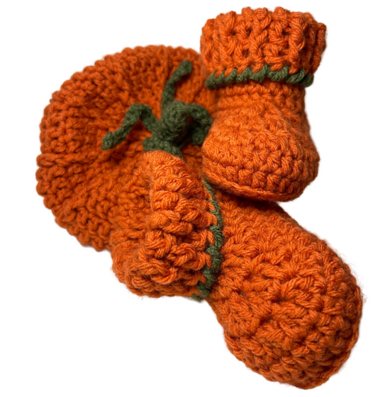Pumpkin Booties & Hat Set