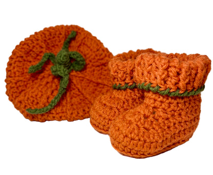 Pumpkin Booties & Hat Set